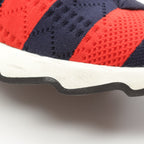 FENDI Sock sneakers Lace up High cut sneakers Stripes Fabric Red Navy