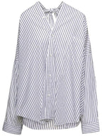 Balenciaga Knotted Poplin Oversized Long Sleeve Shirt White Blue
