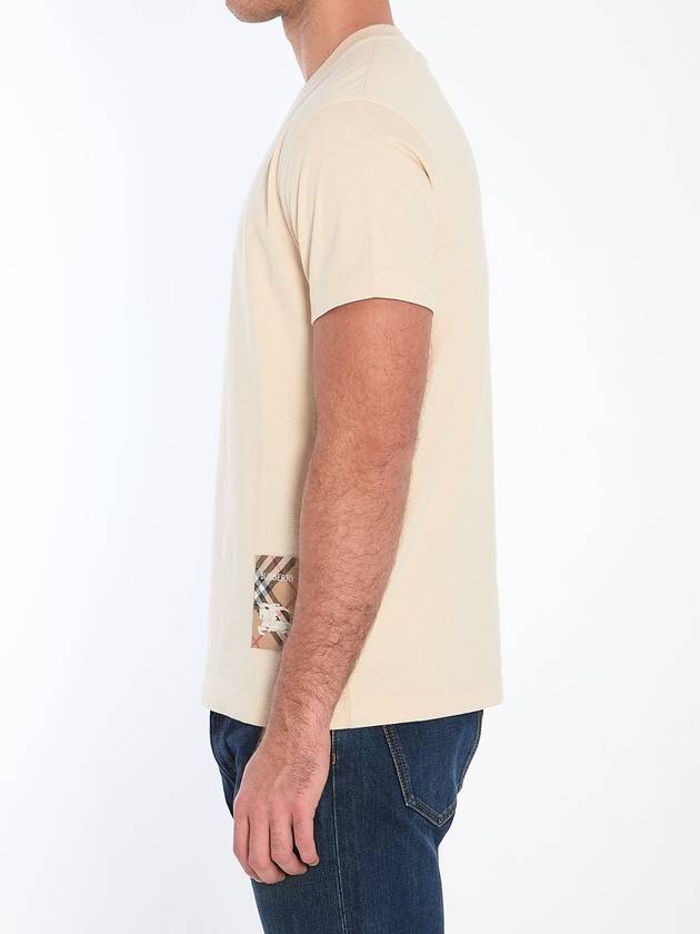 Burberry Check Label Cotton Short Sleeve T-Shirt Beige