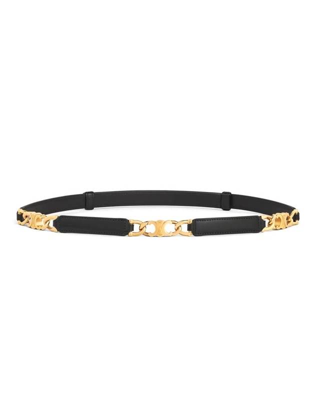 CELINE Small Gourmet Triomphe Leather Belt Black