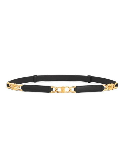 CELINE Small Gourmet Triomphe Leather Belt Black