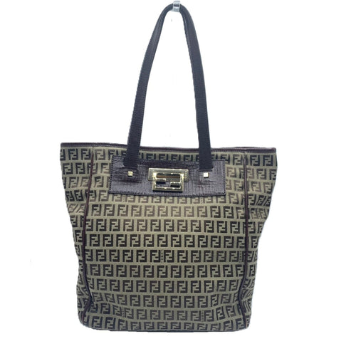 Fendi Canvas Leather Handbag Tote Bag ()