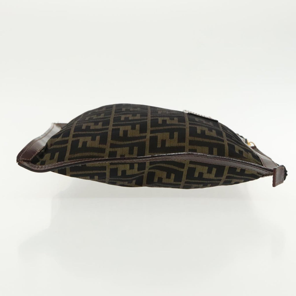 FENDI Zucca Canvas Clutch Bag Brown Black gold95030