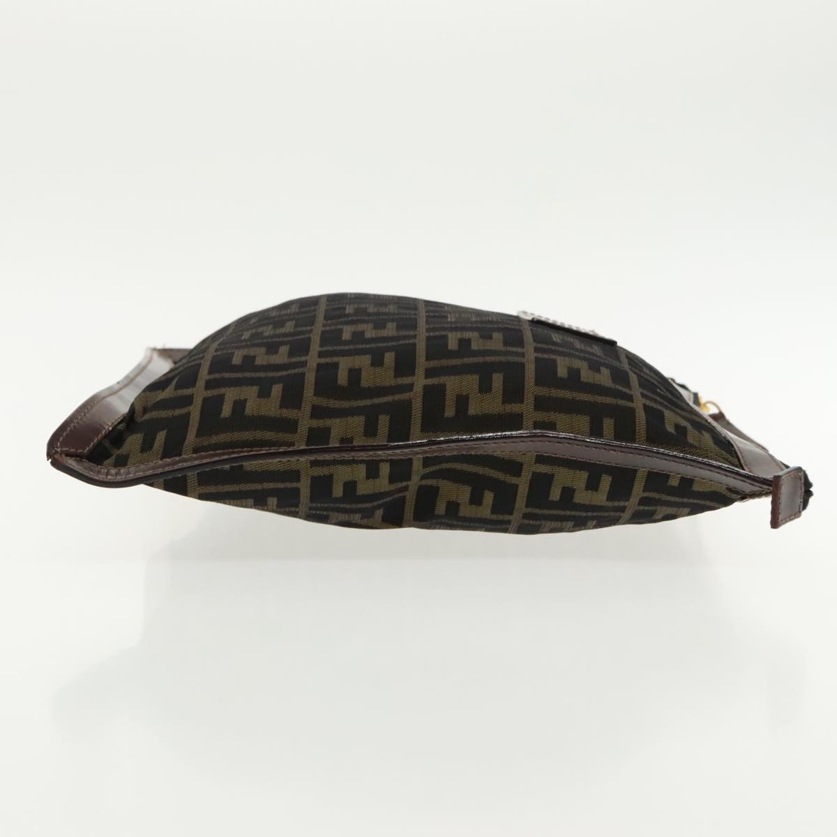 FENDI Zucca Canvas Clutch Bag Brown Black gold95030