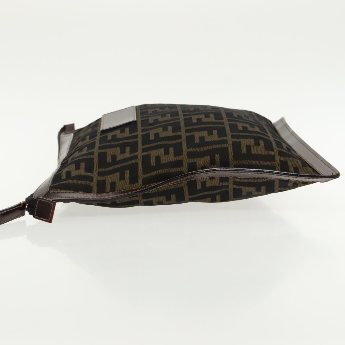 FENDI Zucca Canvas Clutch Bag Brown Black gold95030