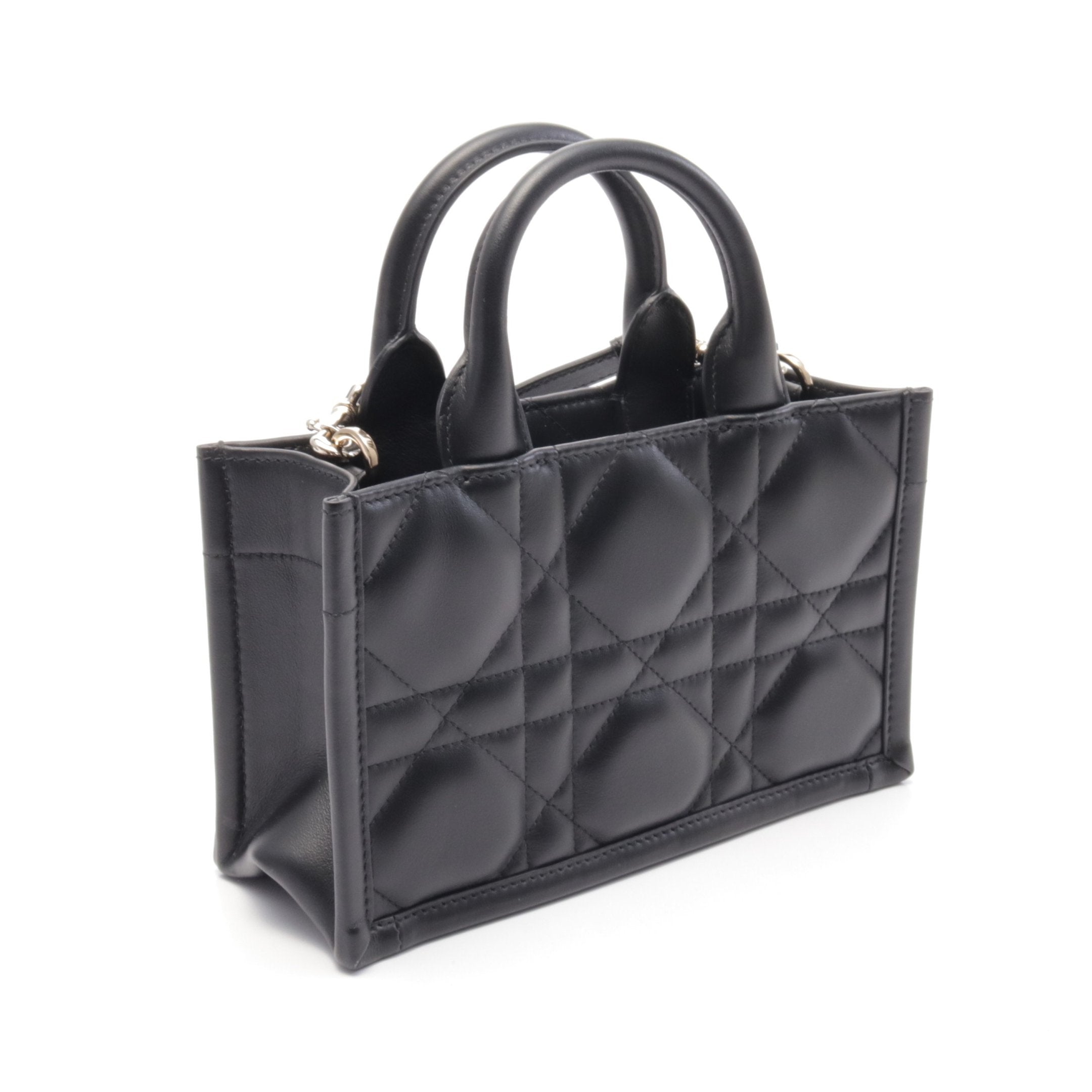 Dior BOOK TOTE Book tote Mini Canage Handbag Leather Black 2WAY
