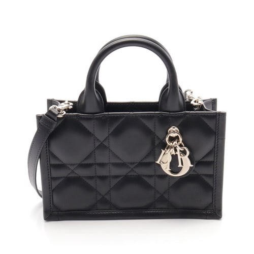 Dior BOOK TOTE Book tote Mini Canage Handbag Leather Black 2WAY