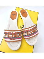 Fendi Signature Slides Slipper Beige