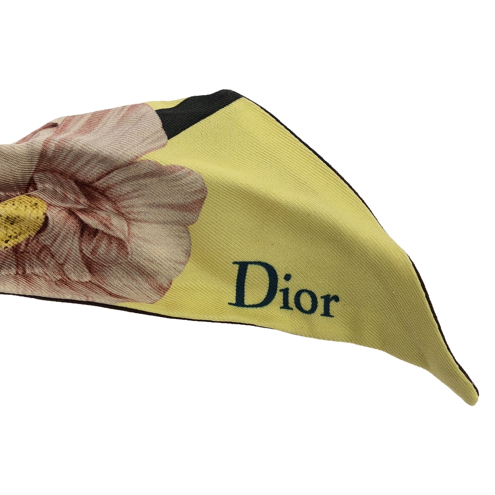 Dior Mitzah Ribbon Scarf Silk Yellow Multicolor