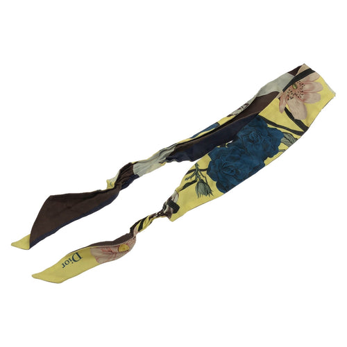 Dior Mitzah Ribbon Scarf Silk Yellow Multicolor