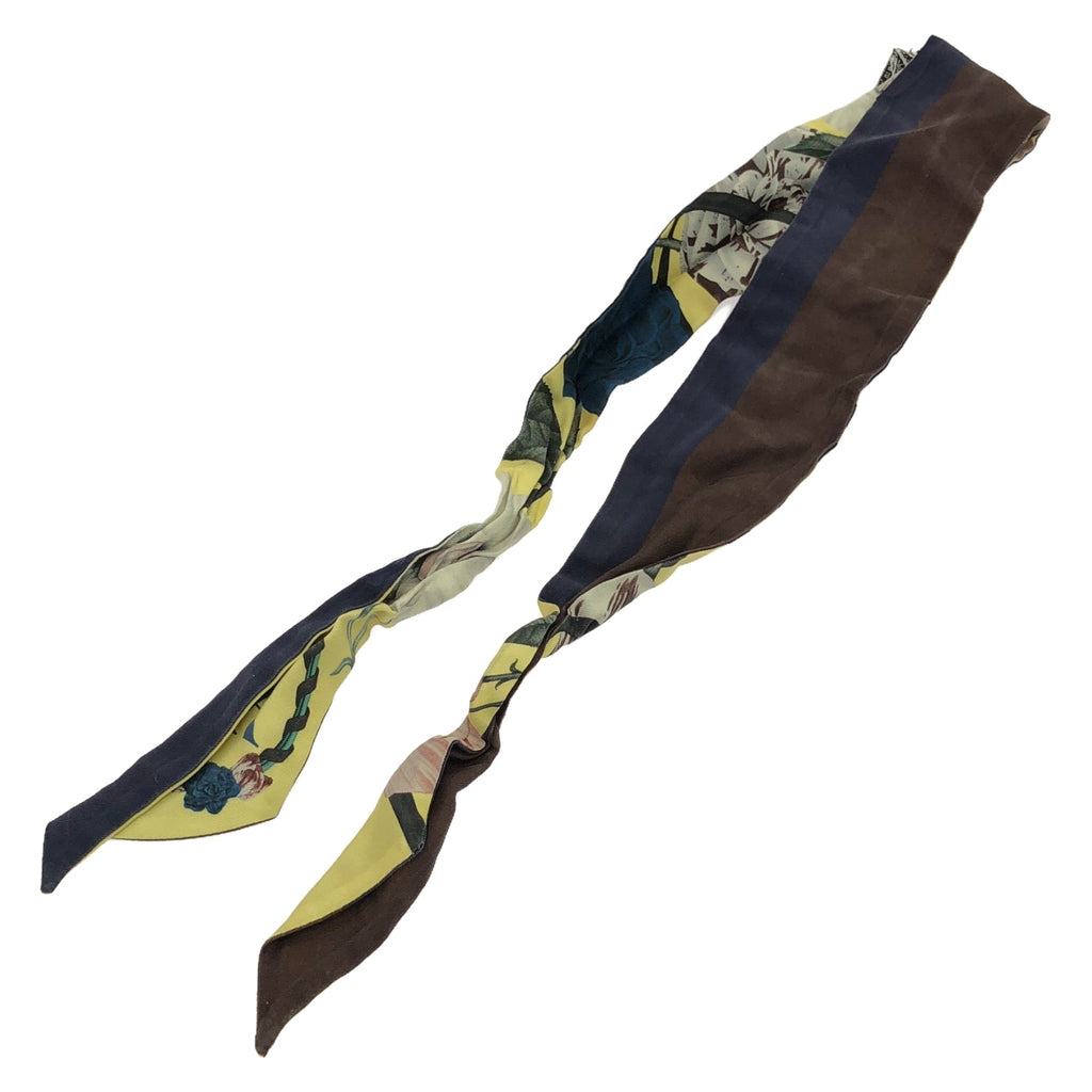 Dior Mitzah Ribbon Scarf Silk Yellow Multicolor