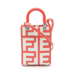 FENDI Sunshine Shopper Mini Handbag Leather Red Off white 2WAY