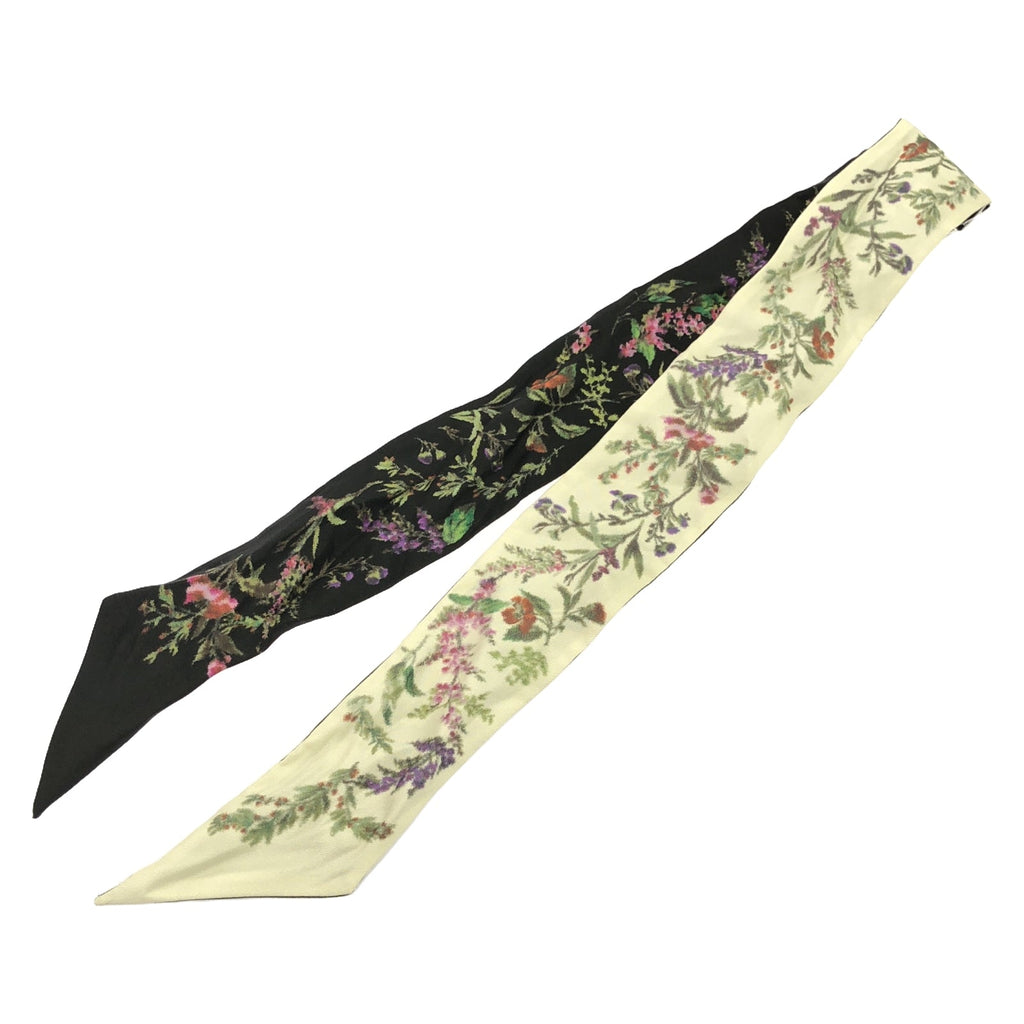 Dior Mitzah Ribbon Scarf Silk Ivory Black Multicolor