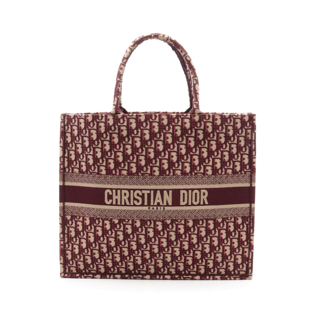 Dior BOOK TOTE Book tote Large Oblique Handbag Tote bag Canvas Beige Bordeaux
