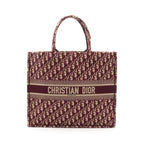 Dior BOOK TOTE Book tote Large Oblique Handbag Tote bag Canvas Beige Bordeaux