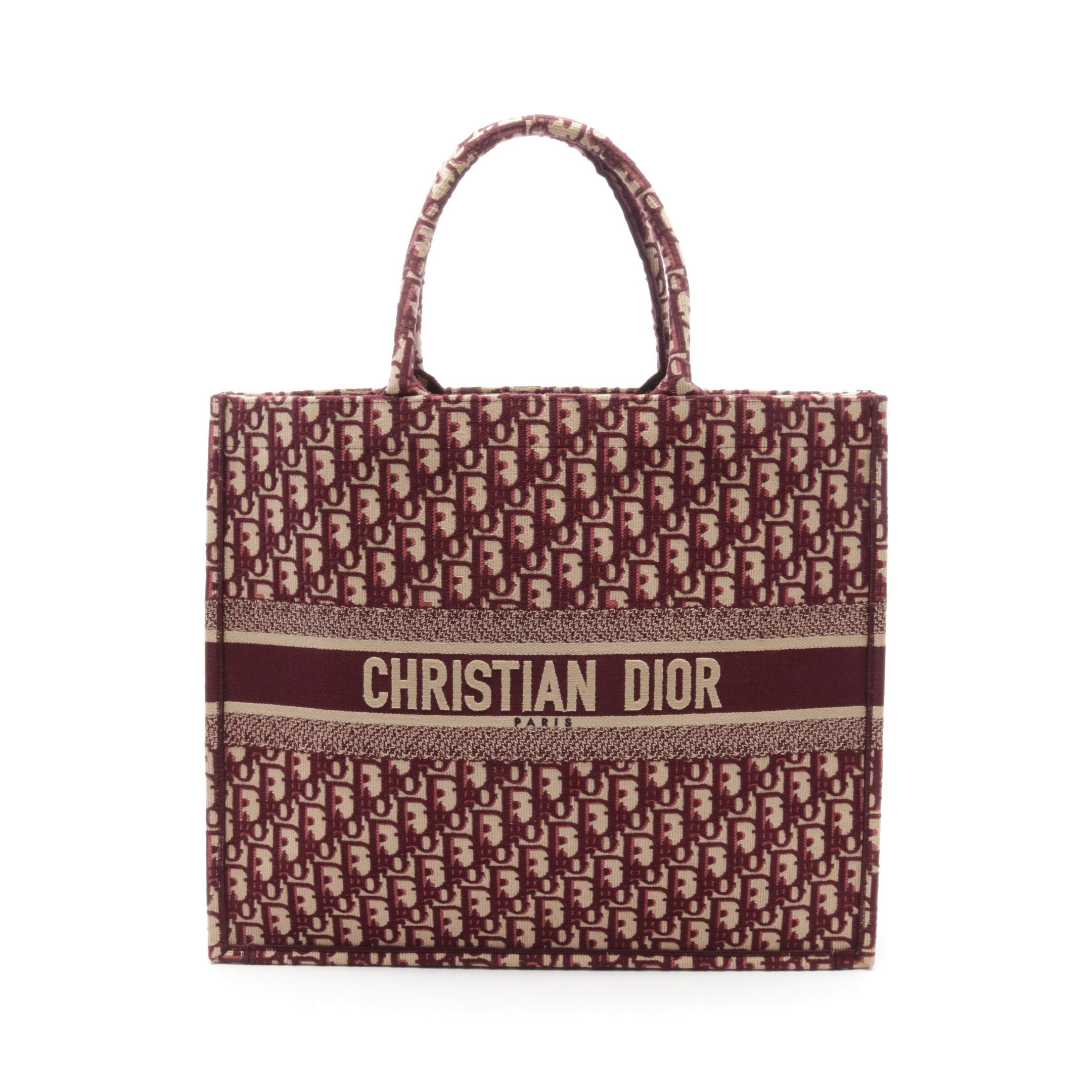 Dior BOOK TOTE Book tote Large Oblique Handbag Tote bag Canvas Beige Bordeaux