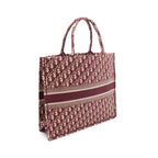 Dior BOOK TOTE Book tote Large Oblique Handbag Tote bag Canvas Beige Bordeaux