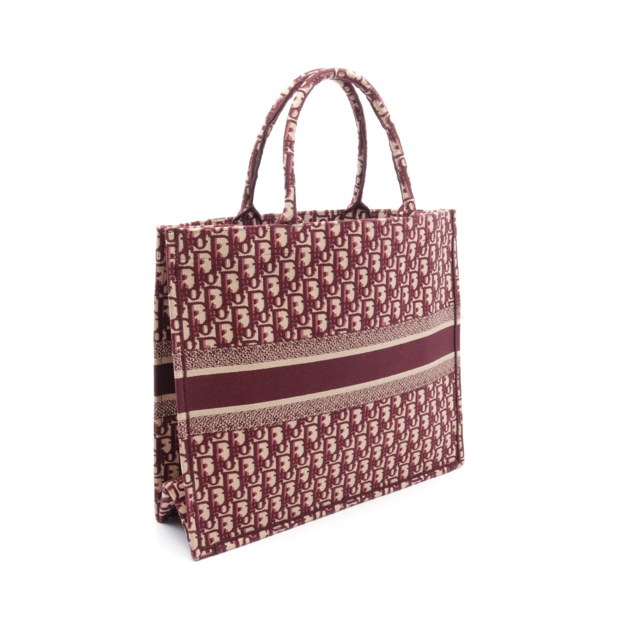 Dior BOOK TOTE Book tote Large Oblique Handbag Tote bag Canvas Beige Bordeaux