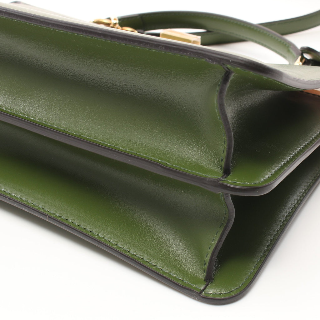 FENDI Peekaboo Isee u East-West Handbag Leather Green 2WAY