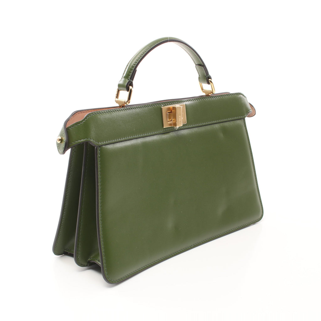 FENDI Peekaboo Isee u East-West Handbag Leather Green 2WAY