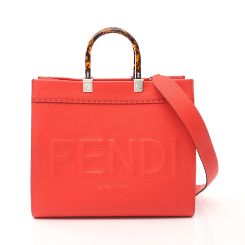 FENDI SUNSHINE MEDIUM Sunshine Medium Handbag Tote bag Leather Red 2WAY