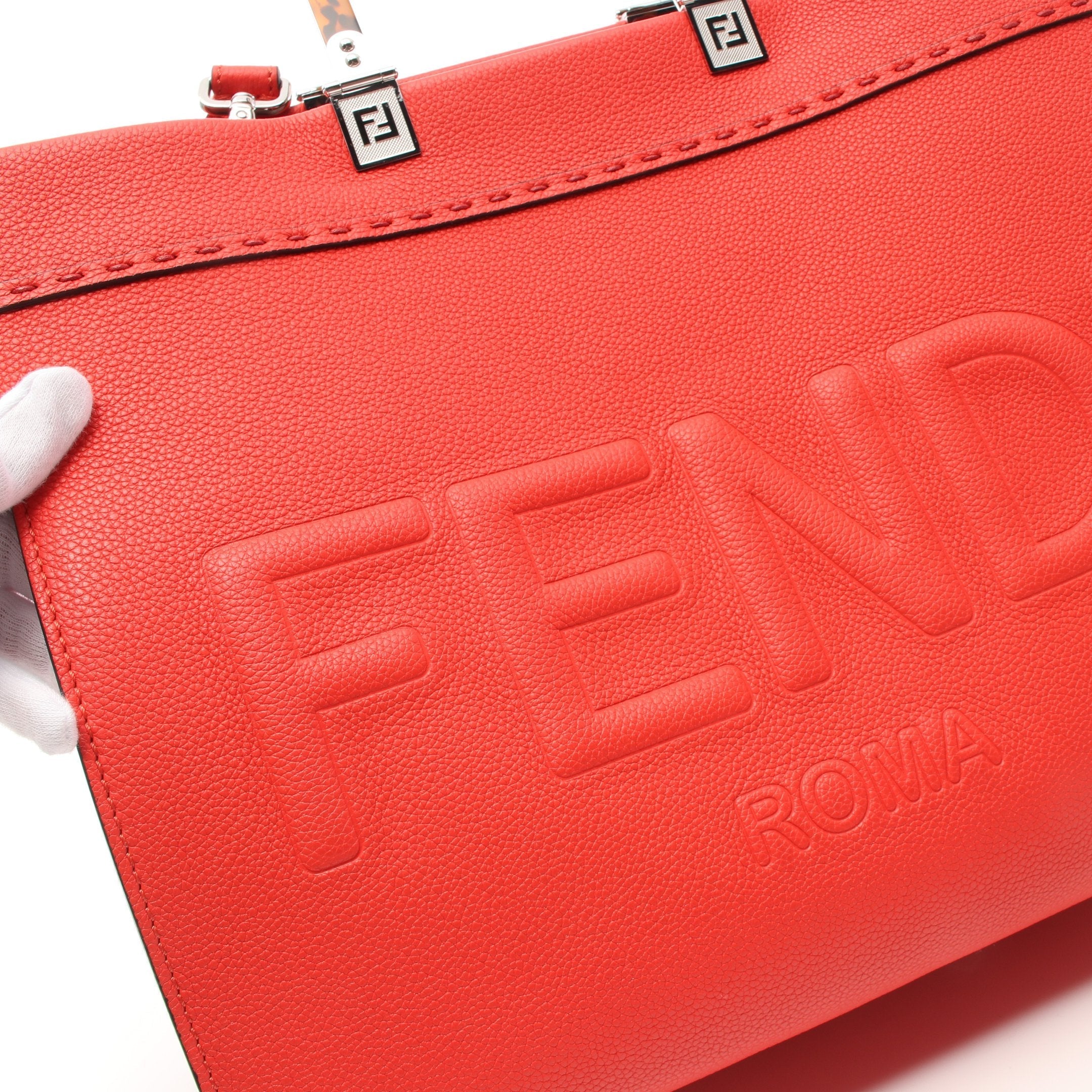 FENDI SUNSHINE MEDIUM Sunshine Medium Handbag Tote bag Leather Red 2WAY