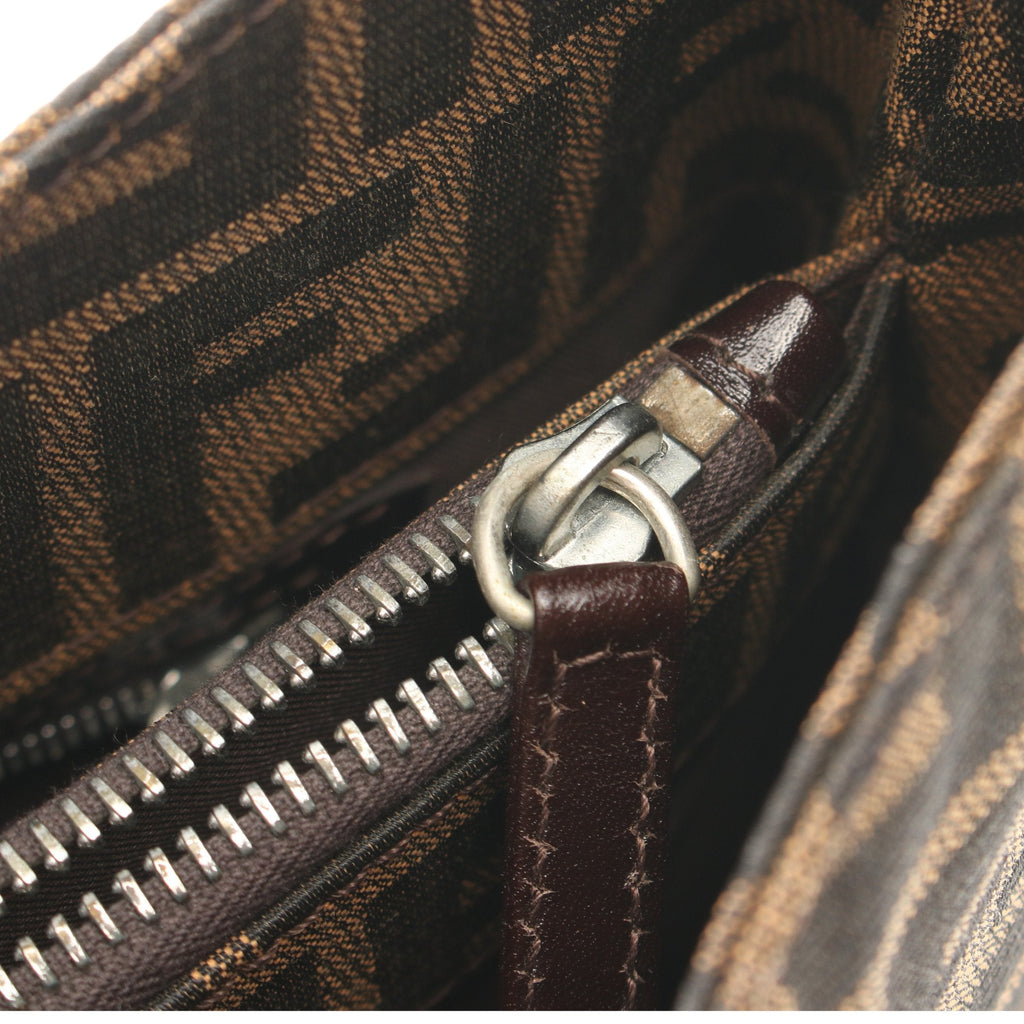 FENDI Zucca One shoulder bag Canvas Leather Dark brown