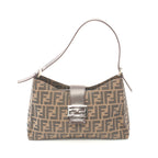 FENDI Zucca One shoulder bag Canvas Leather Dark brown