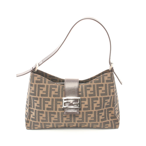 FENDI Zucca One shoulder bag Canvas Leather Dark brown