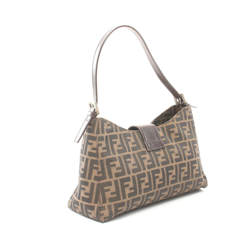 FENDI Zucca One shoulder bag Canvas Leather Dark brown