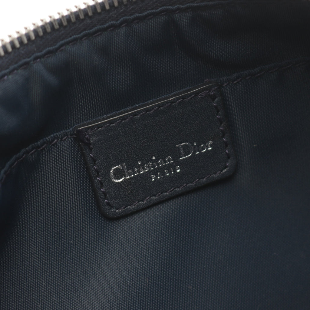 Dior Trotter Handbag Canvas Leather Light gray Navy
