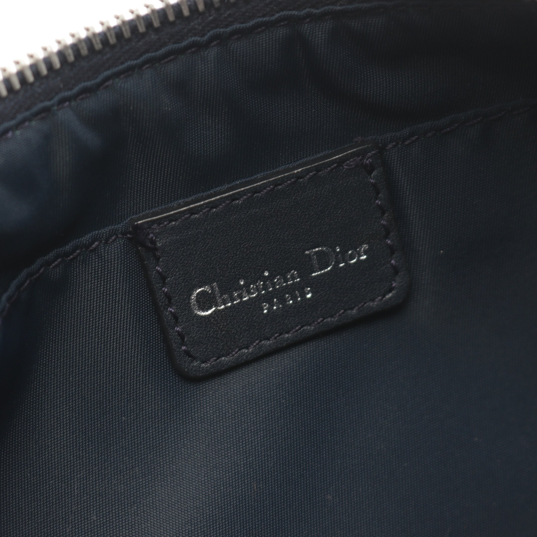 Dior Trotter Handbag Canvas Leather Light gray Navy