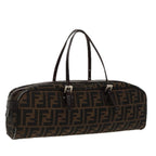 FENDI Zucca Canvas Hand Bag Brown Black Silver95317