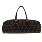FENDI Zucca Canvas Hand Bag Brown Black Silver95317
