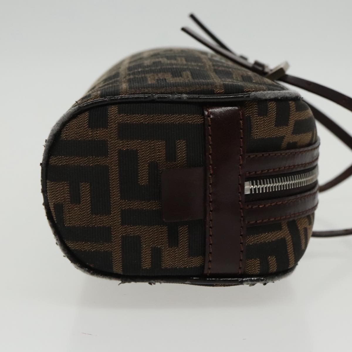 FENDI Zucca Canvas Hand Bag Brown Black Silver95317
