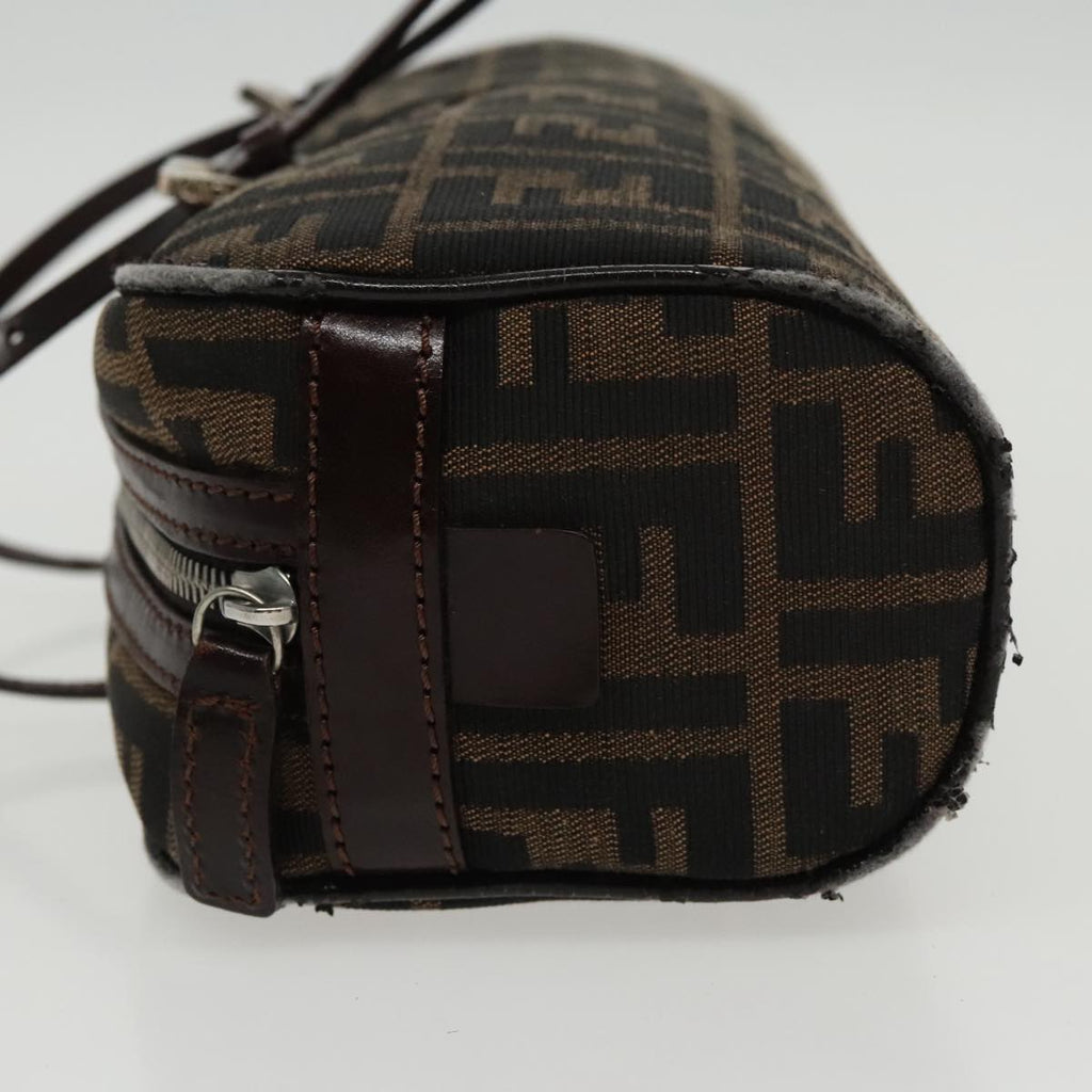 FENDI Zucca Canvas Hand Bag Brown Black Silver95317