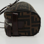 FENDI Zucca Canvas Hand Bag Brown Black Silver95317