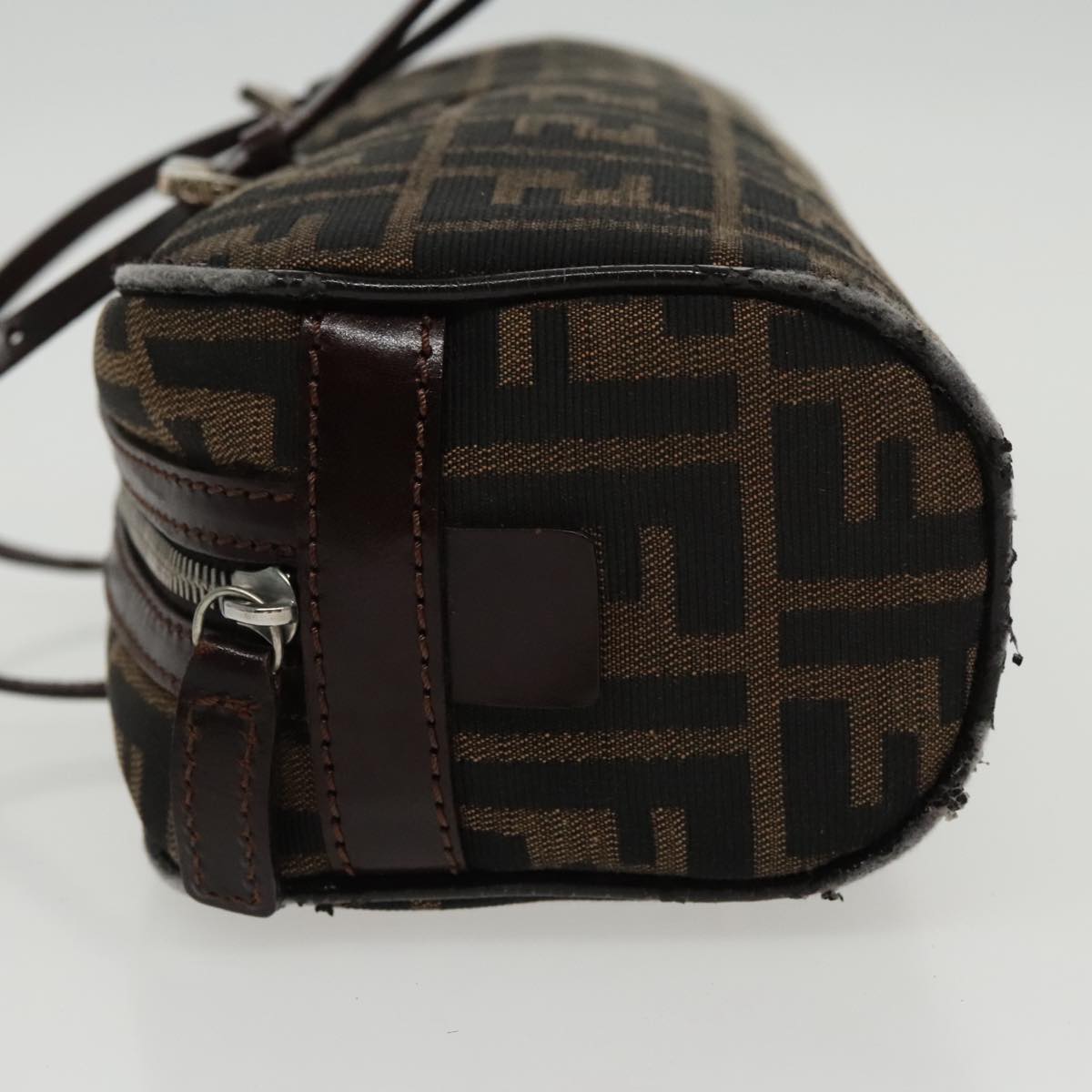 FENDI Zucca Canvas Hand Bag Brown Black Silver95317