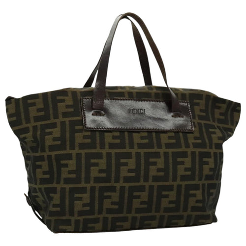 FENDI Zucca Canvas Hand Bag Brown Black Silver95320