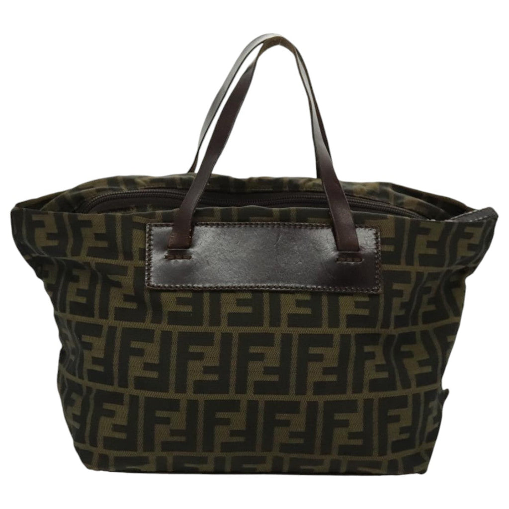 FENDI Zucca Canvas Hand Bag Brown Black Silver95320