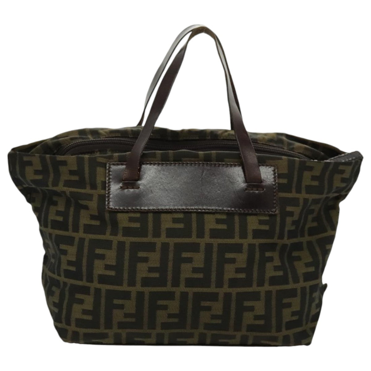 FENDI Zucca Canvas Hand Bag Brown Black Silver95320
