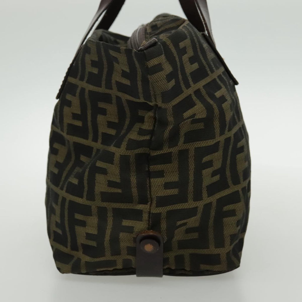 FENDI Zucca Canvas Hand Bag Brown Black Silver95320
