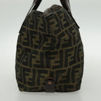 FENDI Zucca Canvas Hand Bag Brown Black Silver95320