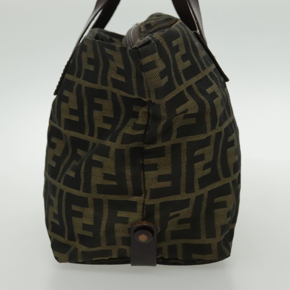 FENDI Zucca Canvas Hand Bag Brown Black Silver95320
