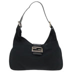 FENDI Mamma Baguette Shoulder Bag Nylon Leather Black Silver95327