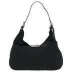 FENDI Mamma Baguette Shoulder Bag Nylon Leather Black Silver95327