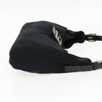 FENDI Mamma Baguette Shoulder Bag Nylon Leather Black Silver95327