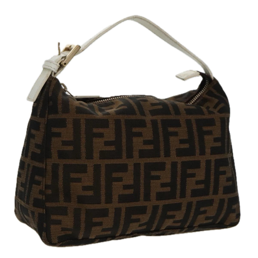 FENDI Zucca Canvas Hand Bag Brown White Gold95333