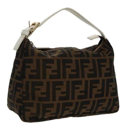FENDI Zucca Canvas Hand Bag Brown White Gold95333