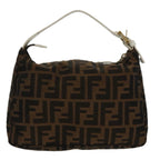 FENDI Zucca Canvas Hand Bag Brown White Gold95333